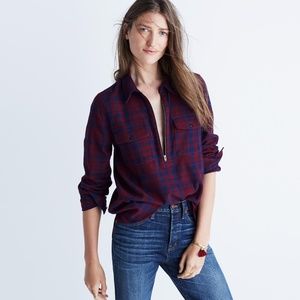 Madewell Plaid Zip Popover
